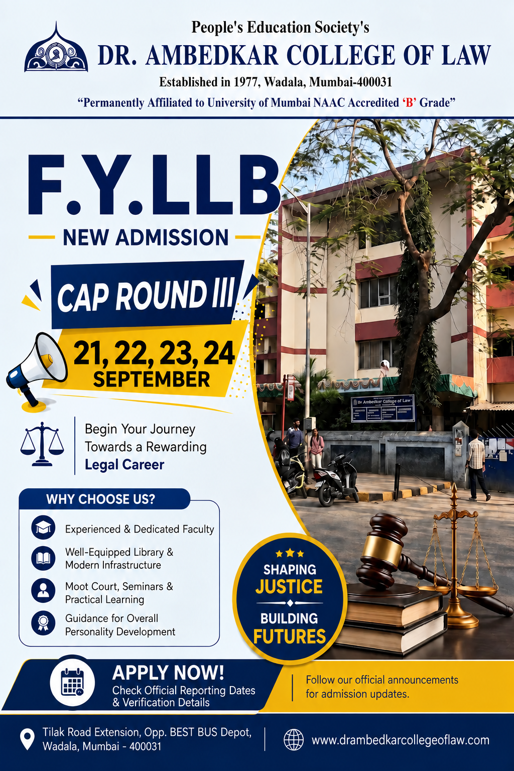 DR AMBEDKAR COLKEGE OF LAW F.Y.LLB ADMISSION