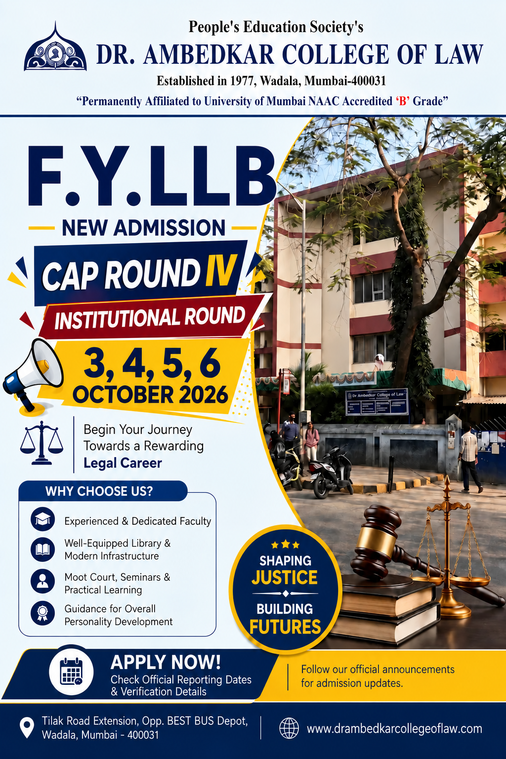 DR AMBEDKAR COLKEGE OF LAW F.Y.LLB ADMISSION